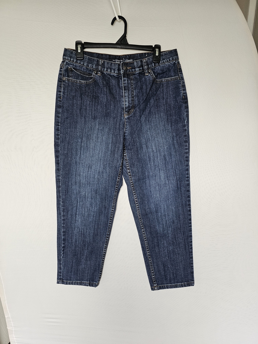 Liz Claiborne Slim Straight Jeans in Dark Blue Wash